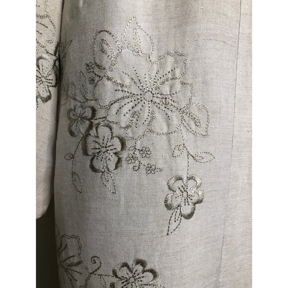 Carole Little Linen Blend Floral Embroidered Jacket 16W Duster Kimono Chic Boho - Picture 9 of 15